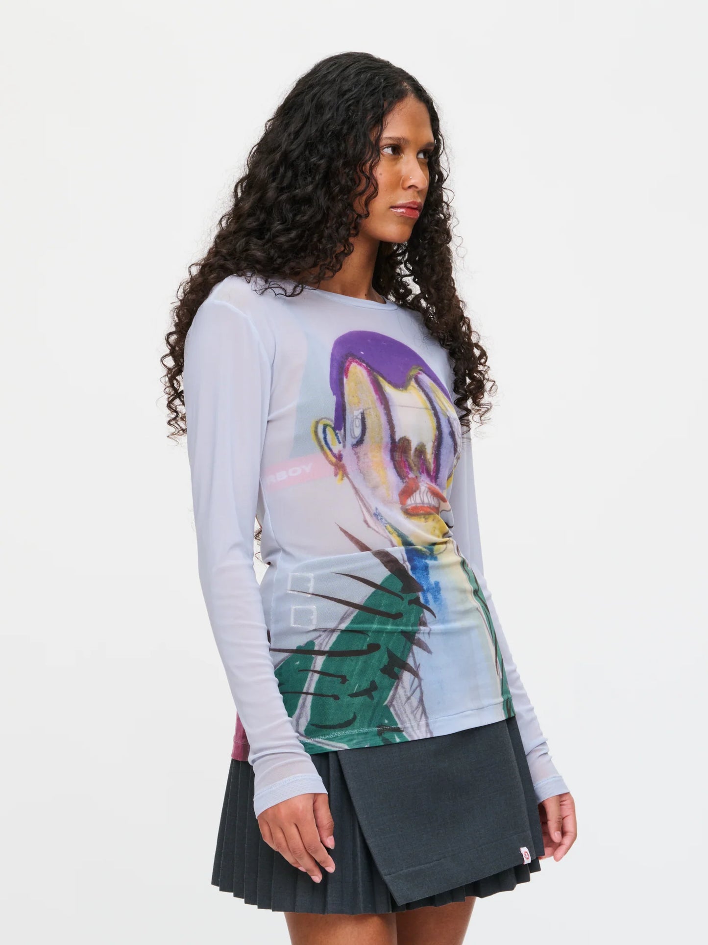 Charles Jeffrey LOVERBOY Powermesh Long Sleeve Tee Baby Blue