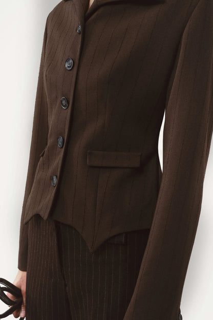 AVAVAV Petite Blazer Pinstripe Brown