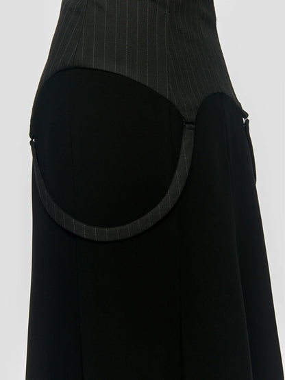 MISBHV Pinstripe Maxi Dress Black