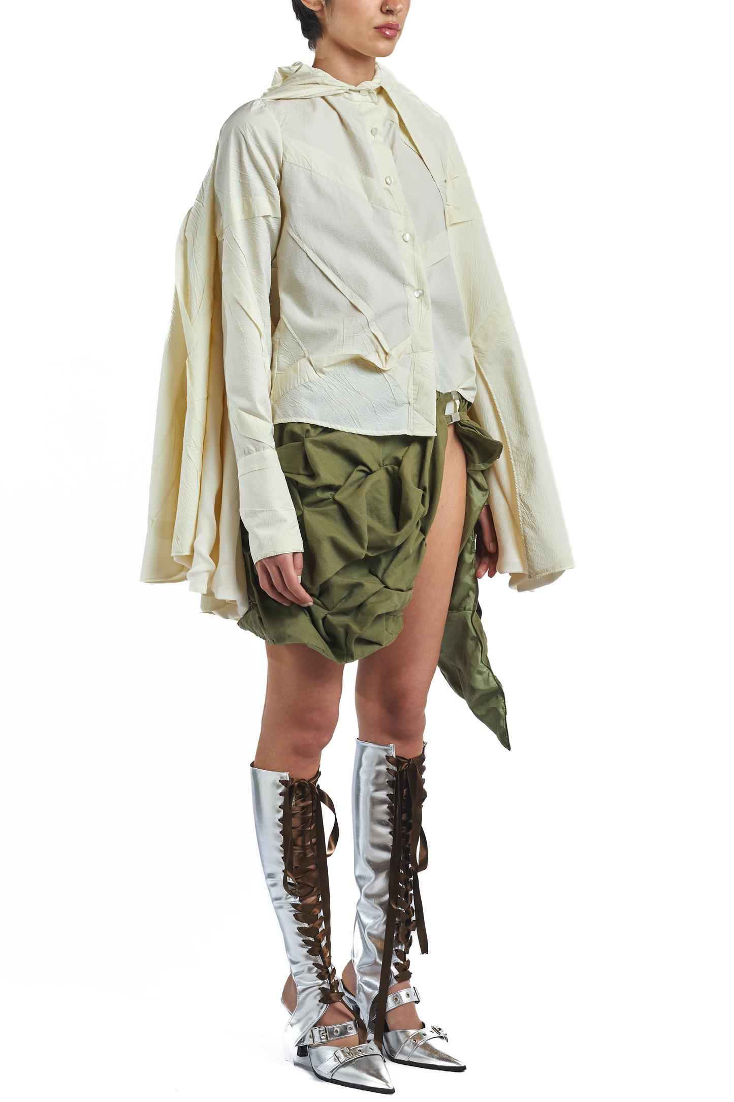 BERGIE by Giorgiandreazza Scratch Cargo Skirt Military Green
