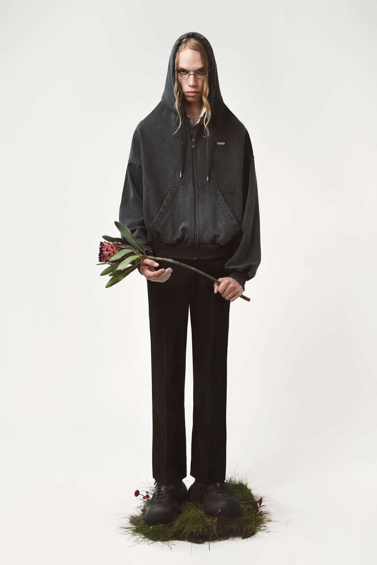 AVAVAV Shoulderless Hoodie Grey