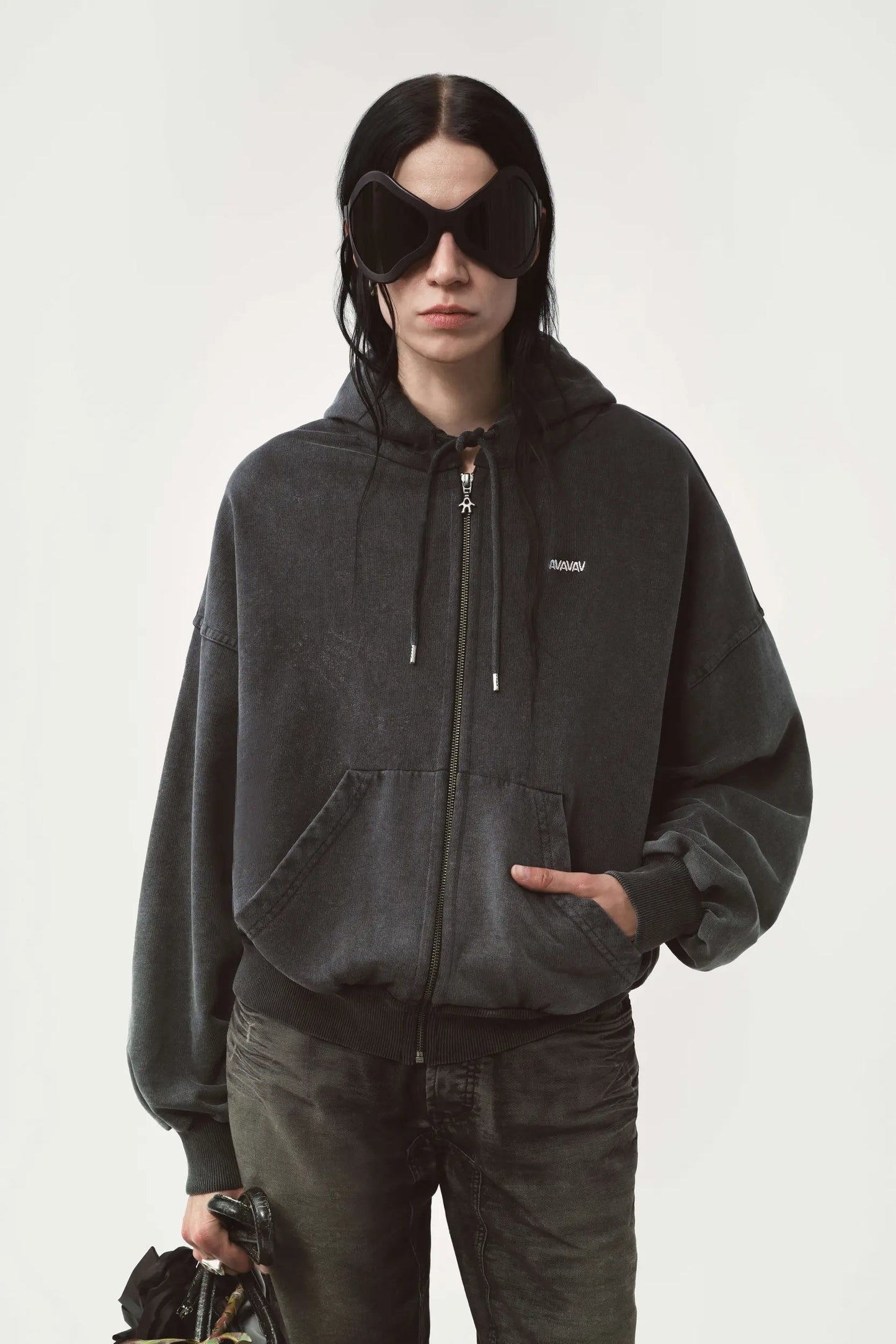 AVAVAV Shoulderless Hoodie Grey