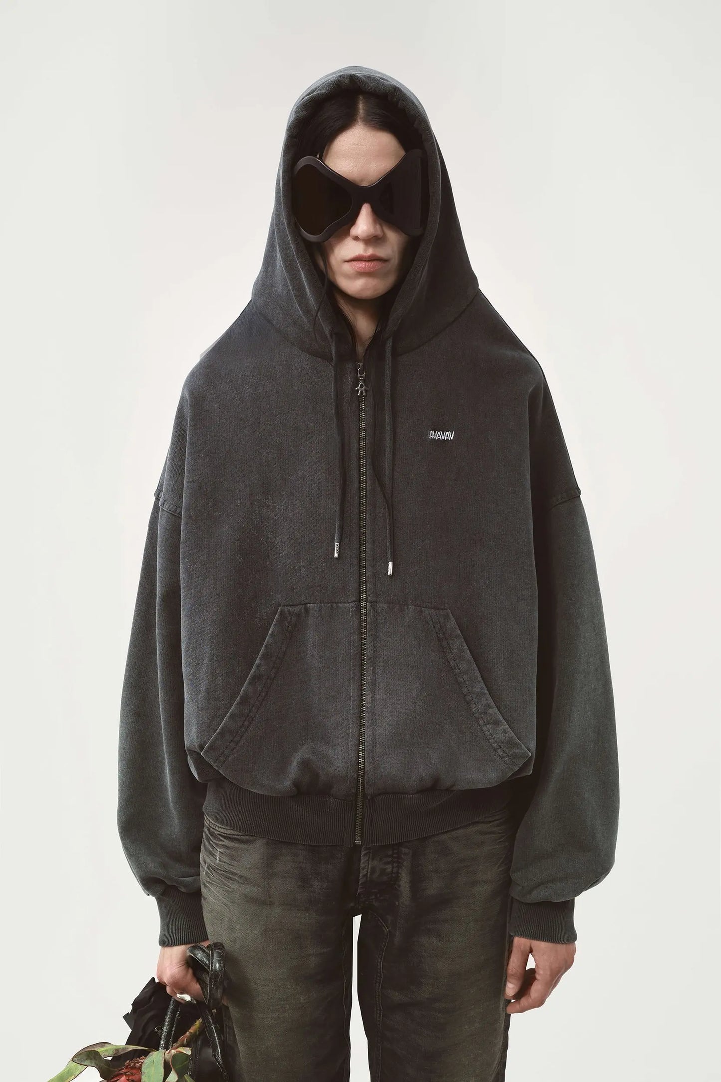 AVAVAV Shoulderless Hoodie Grey