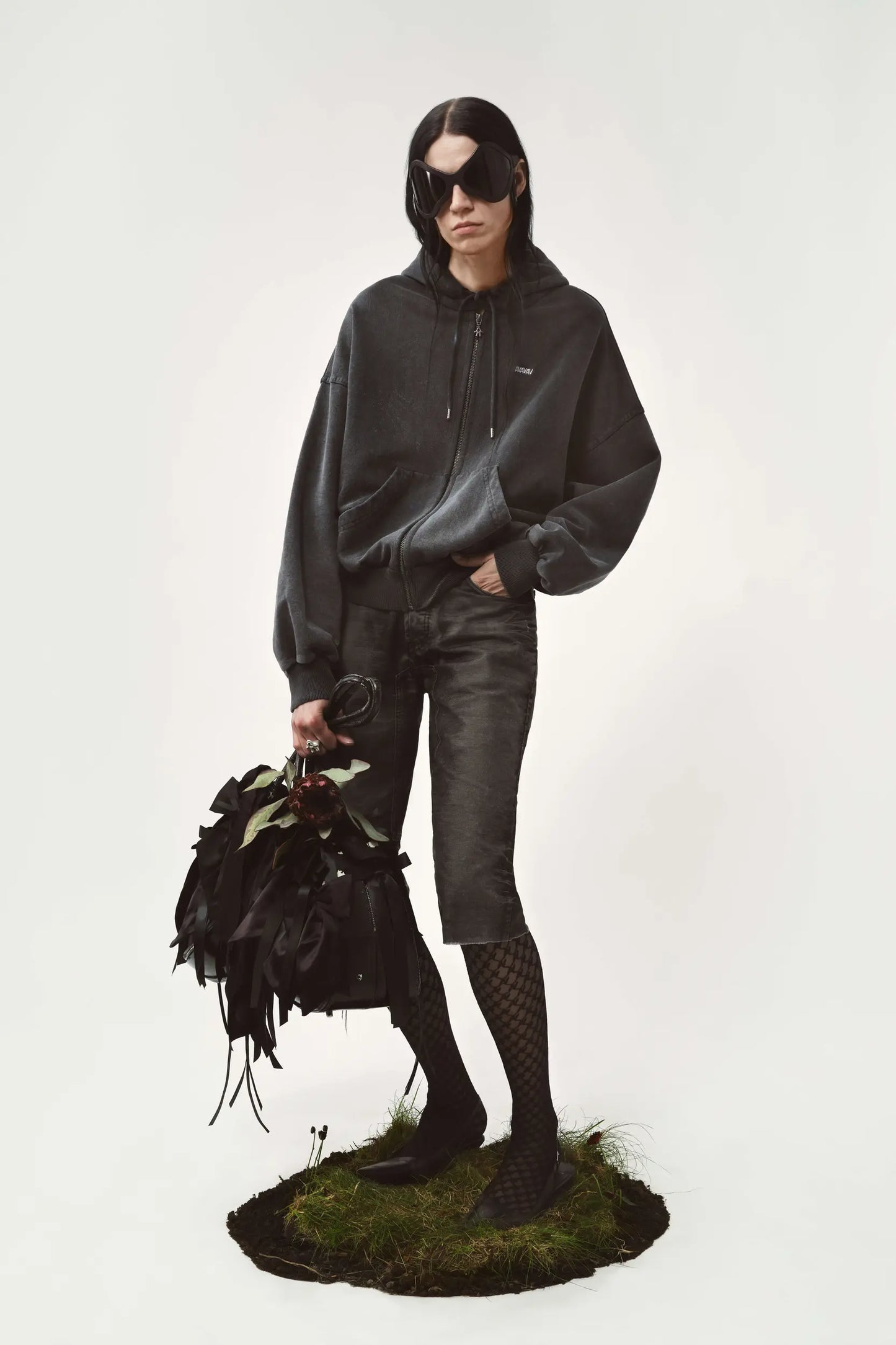 AVAVAV Shoulderless Hoodie Grey