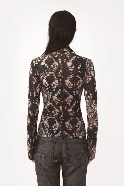 AVAVAV Spiky Button-Up Knit Shirt Printed