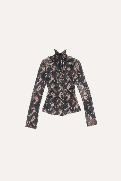 AVAVAV Spiky Button-Up Knit Shirt Printed