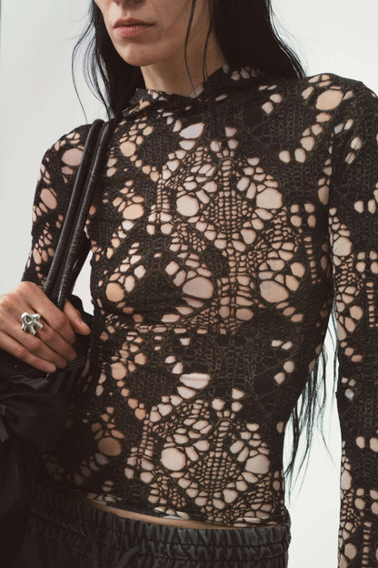 AVAVAV Hooded Knit Top Printed