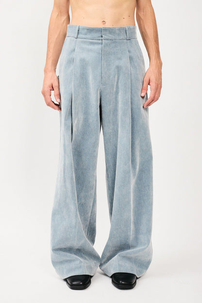 Bonsai Velvet Super Loose Fit Pant Blue Gray