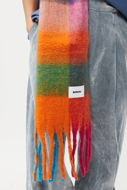 Bonsai Check Knit Scarf Multicolor