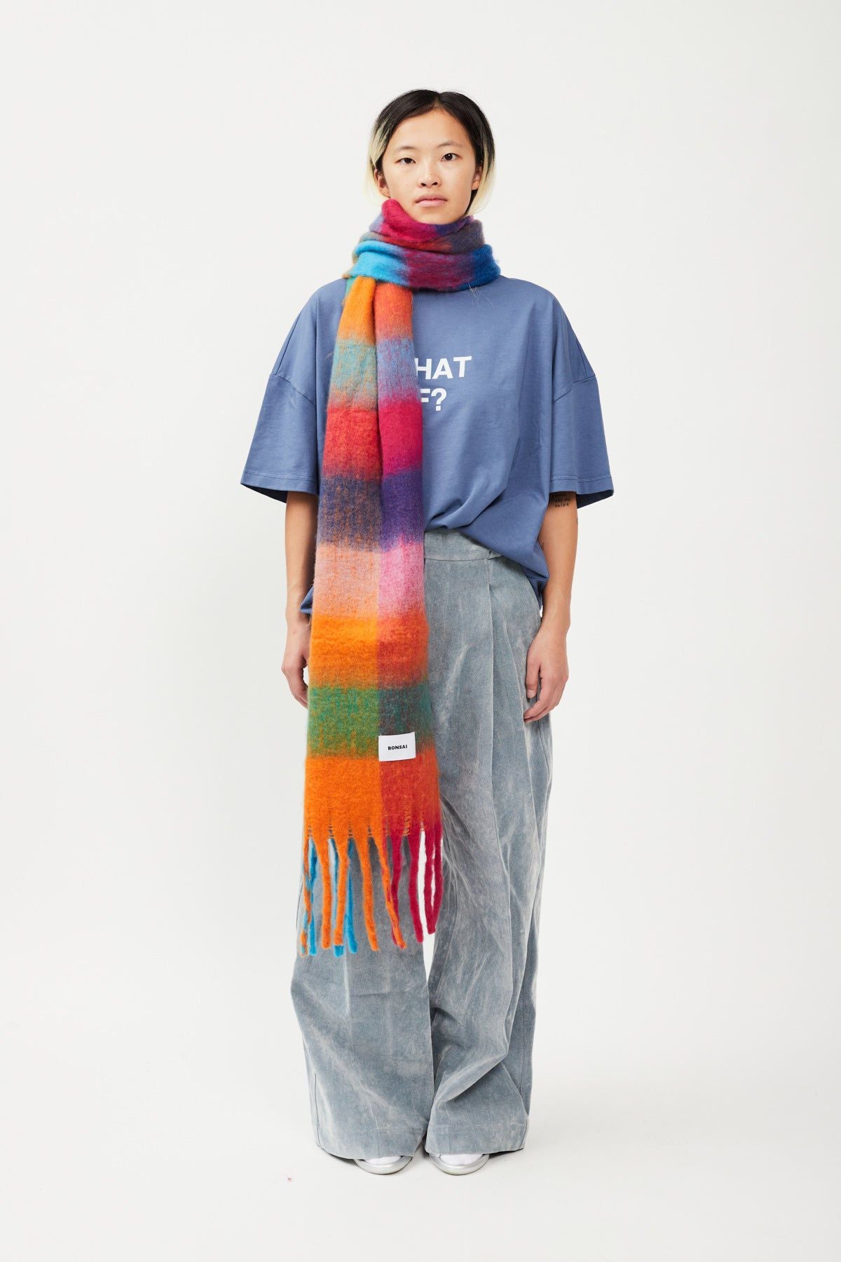 Bonsai Check Knit Scarf Multicolor