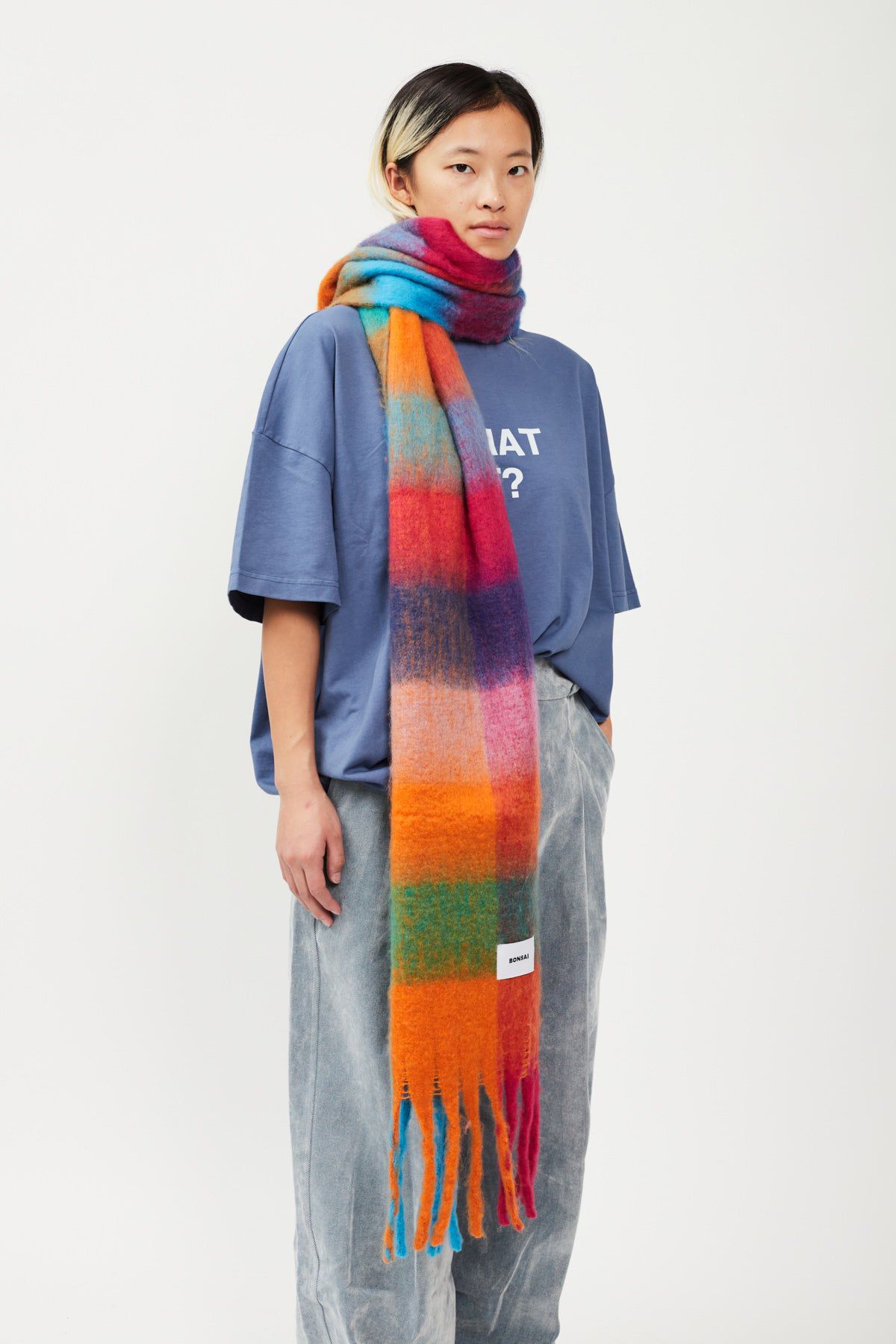 Bonsai Check Knit Scarf Multicolor