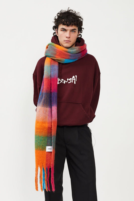 Bonsai Check Knit Scarf Multicolor