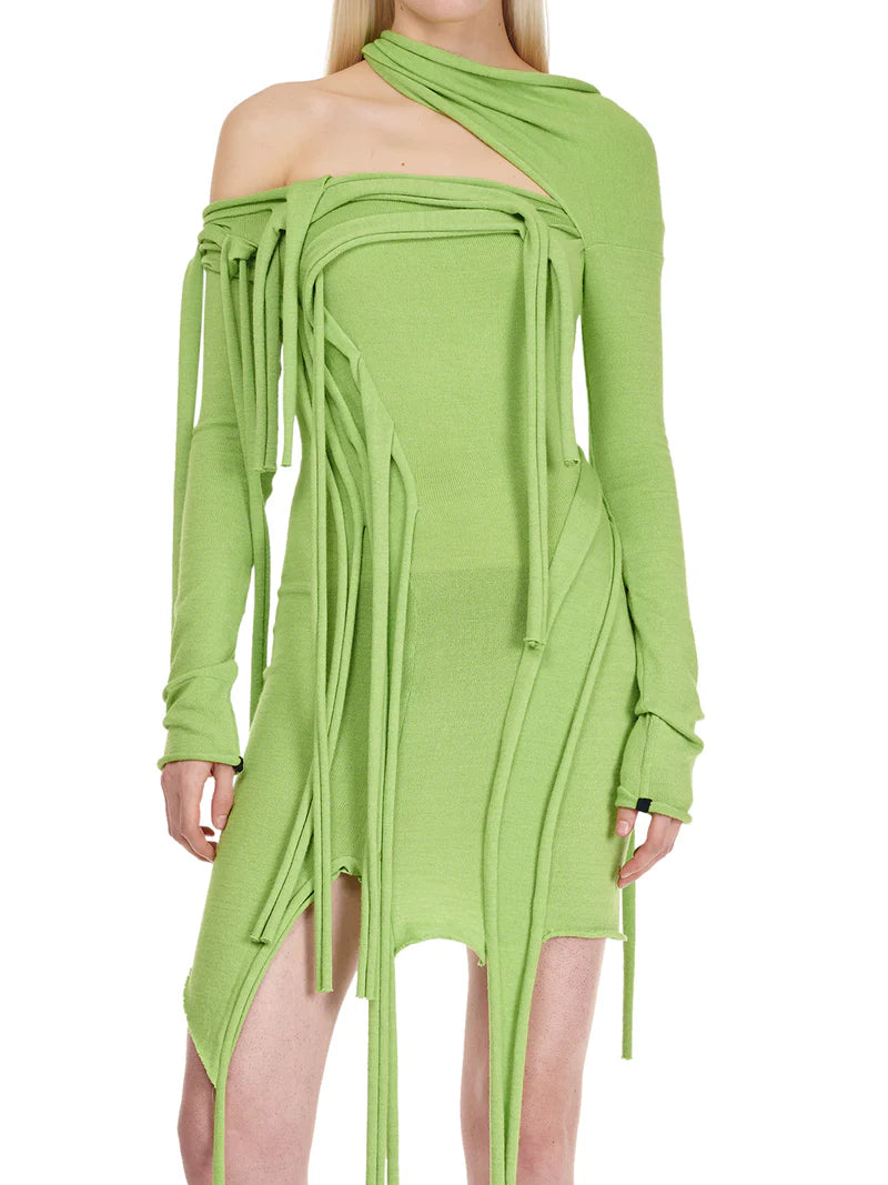 Ottolinger Strappy Knit Mini Dress Green