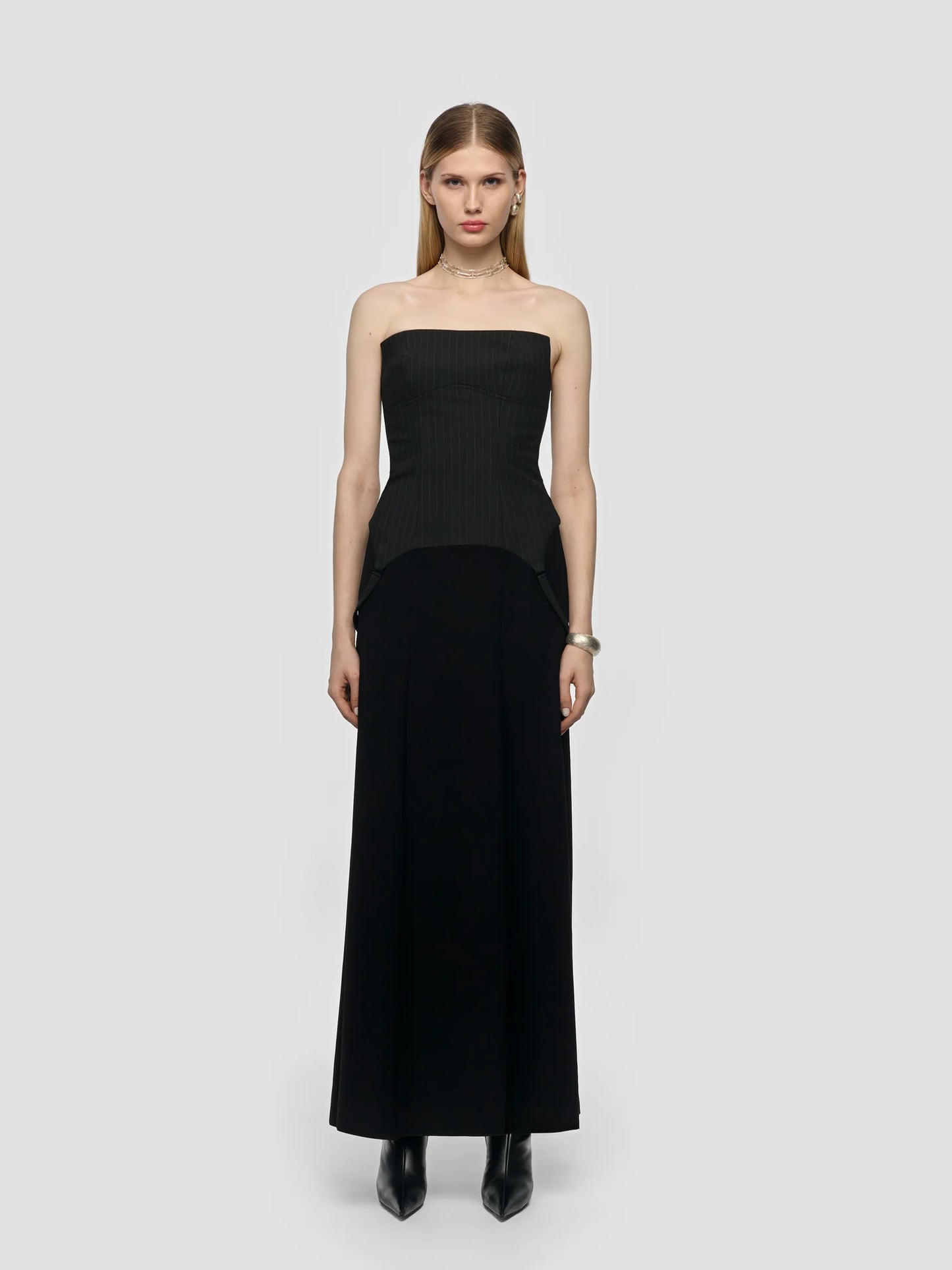 MISBHV Pinstripe Maxi Dress Black