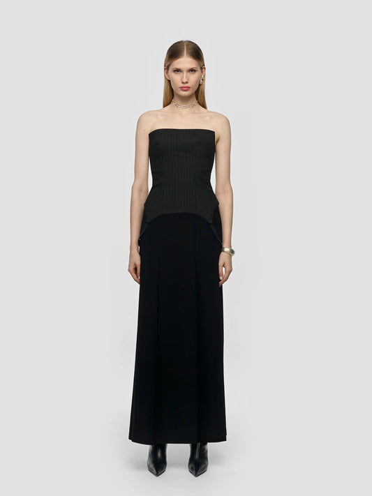 MISBHV Pinstripe Maxi Dress Black