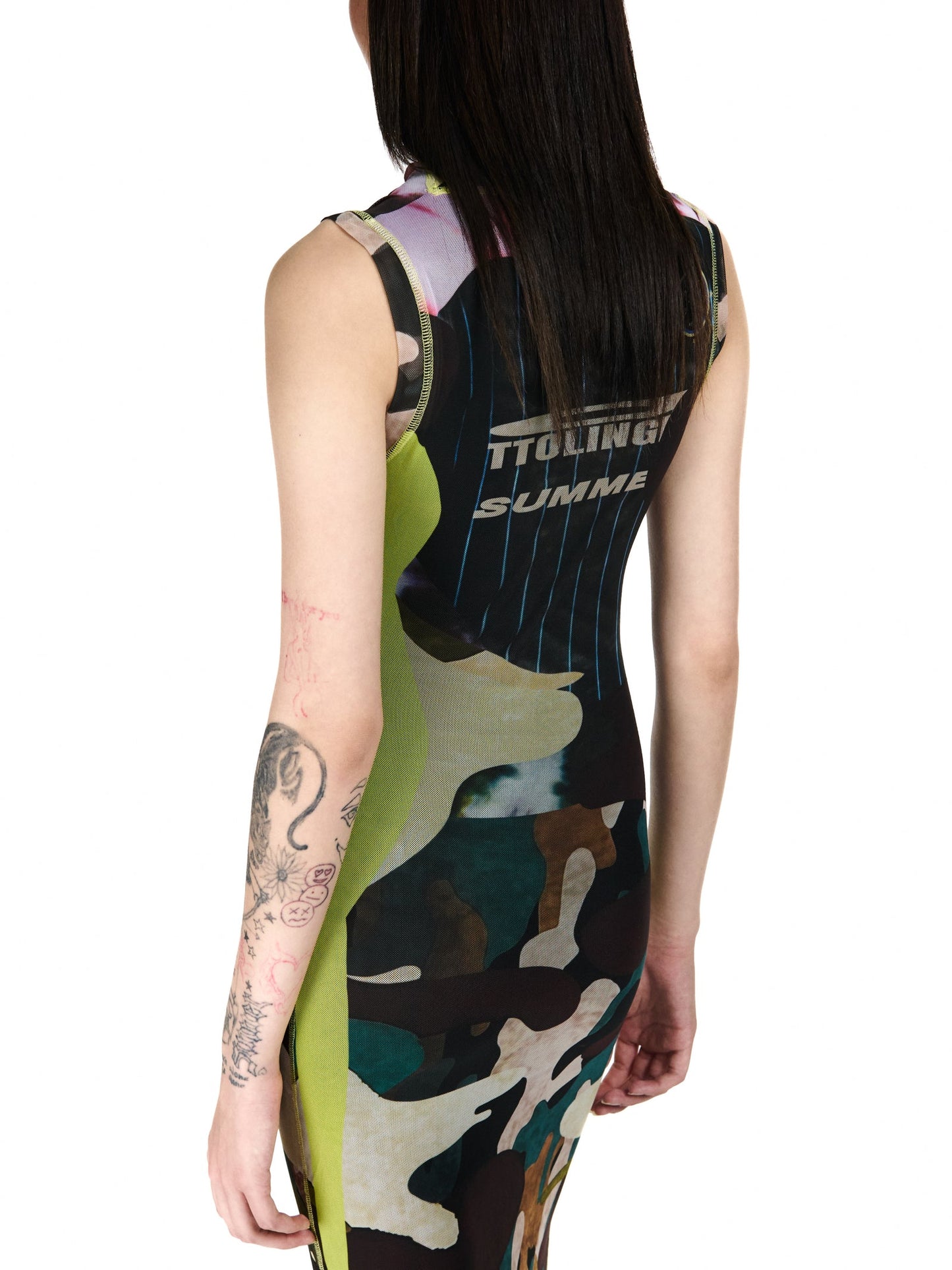 Ottolinger Mesh Maxi Dress Camo Print