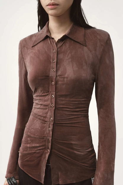 AVAVAV Pleated Shirt Brown