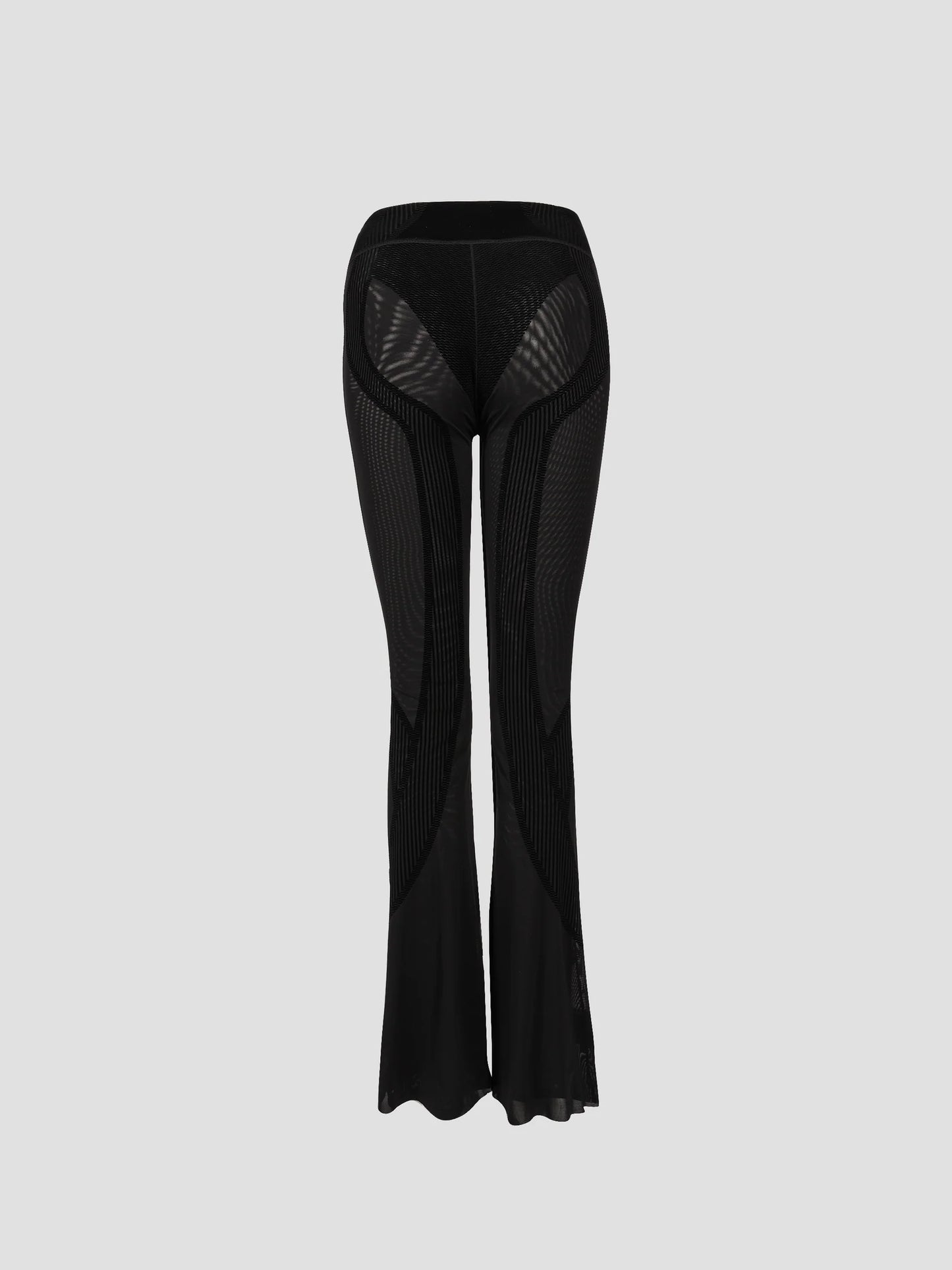 MISSBHV Flock Mesh Sport Flared Pant Black
