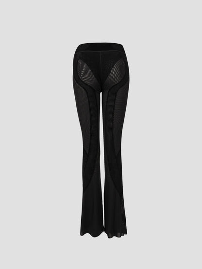 MISSBHV Flock Mesh Sport Flared Pant Black