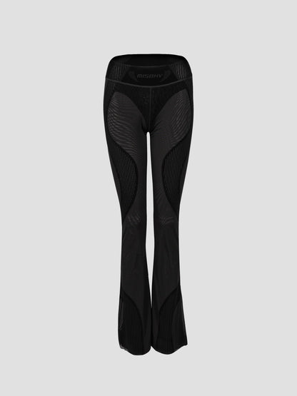 MISSBHV Flock Mesh Sport Flared Pant Black