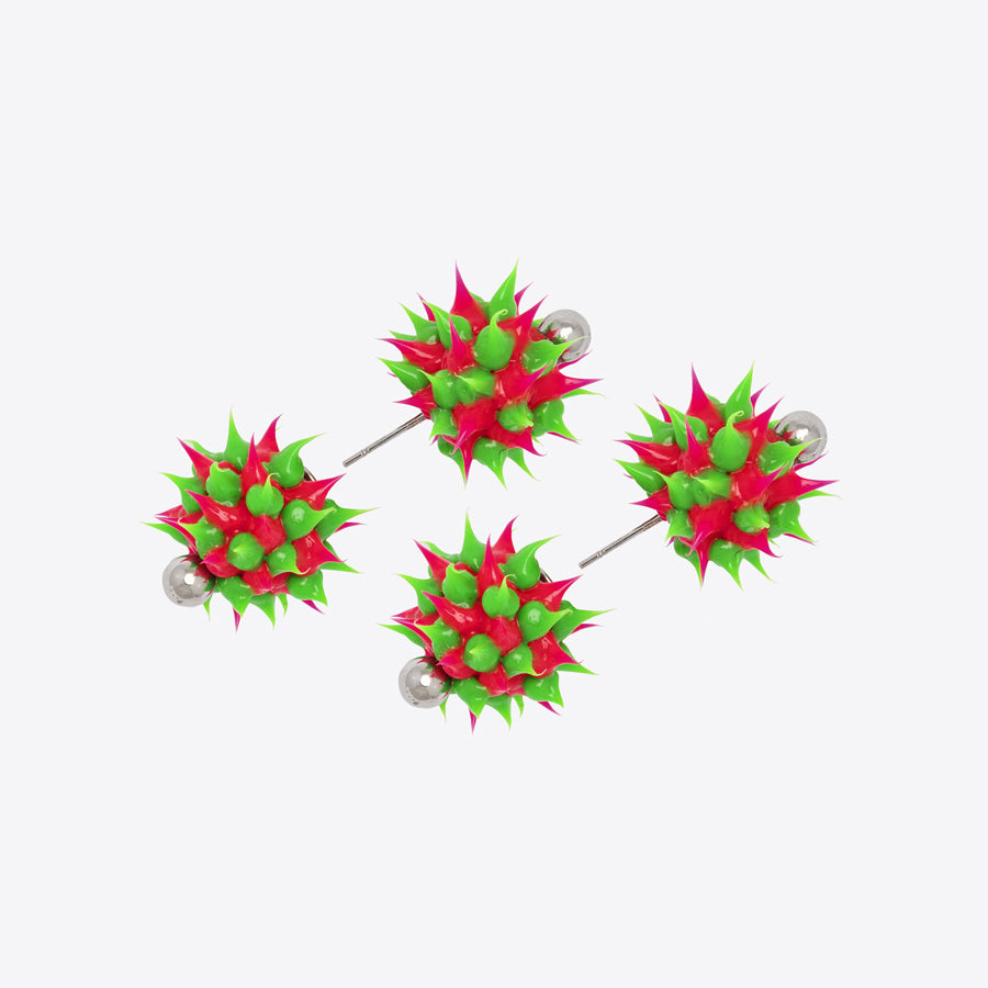 Angostura Spyke Doble Earrings Green & Pink